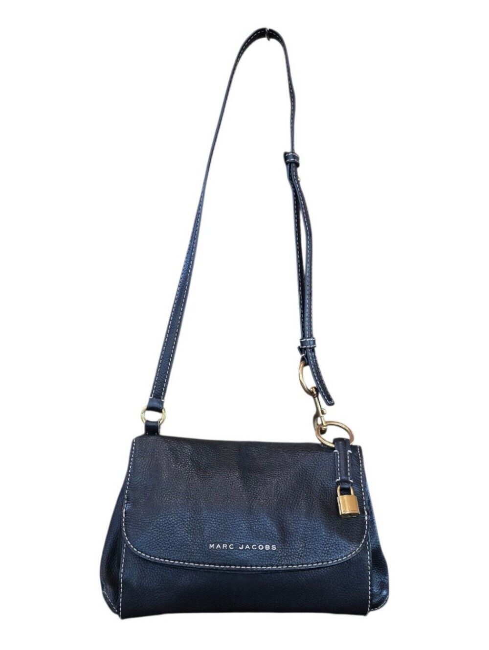 Marc Jacobs Boho Grind Navy Pebbled Leather Shoulder Bag